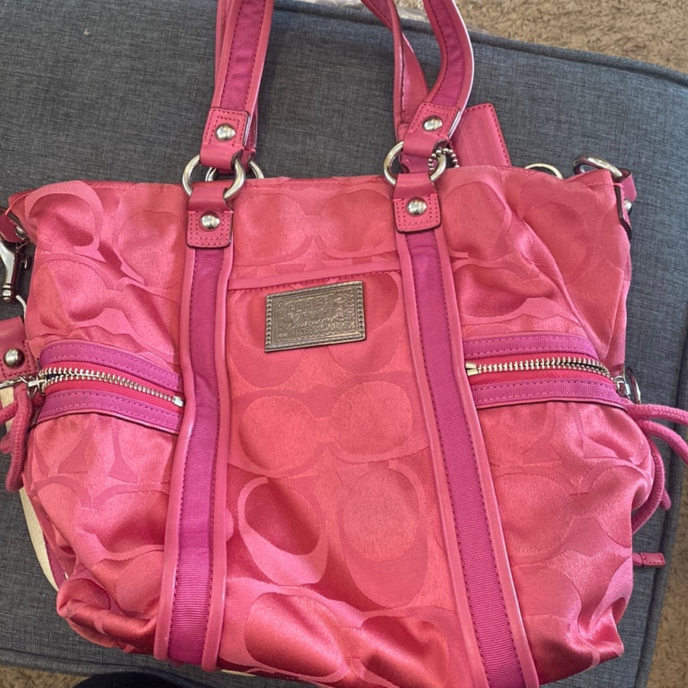 Coach daisy pink tote poppy purse